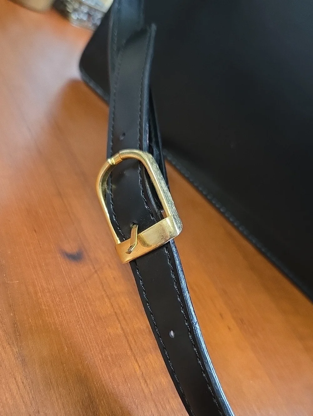 Black Women's Leather Briefcase/bag with Gold Hardware